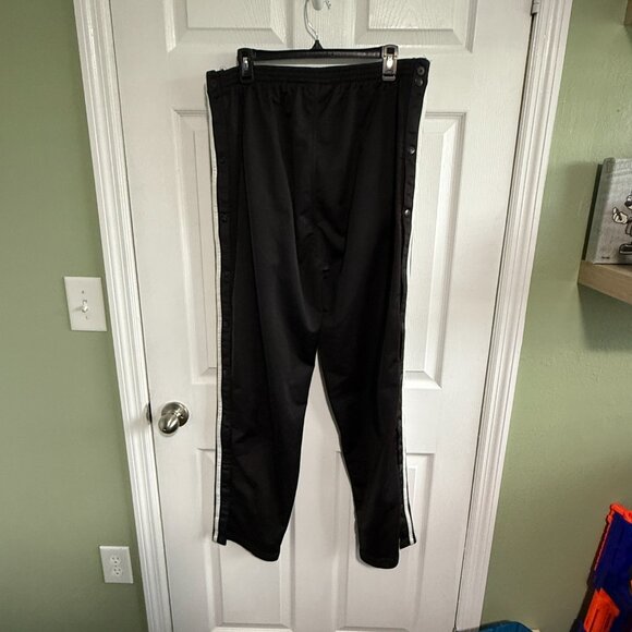 Vintage Adidas Mens XL Snap Breakaway Black/White Striped Athletic Pants - Picture 3 of 12